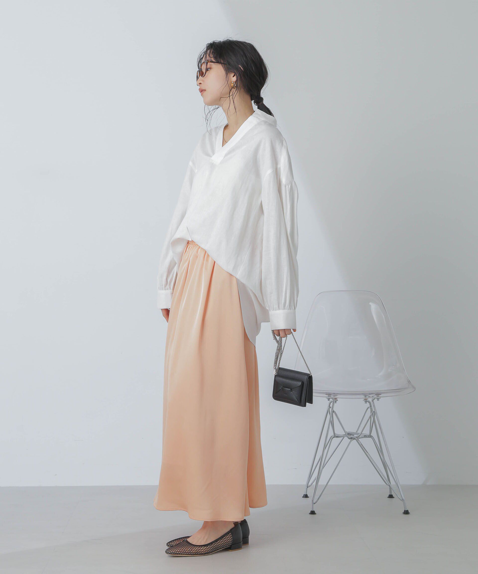 nano･universe「サテンギャザースカート(セットアップ可) 」|スカート|