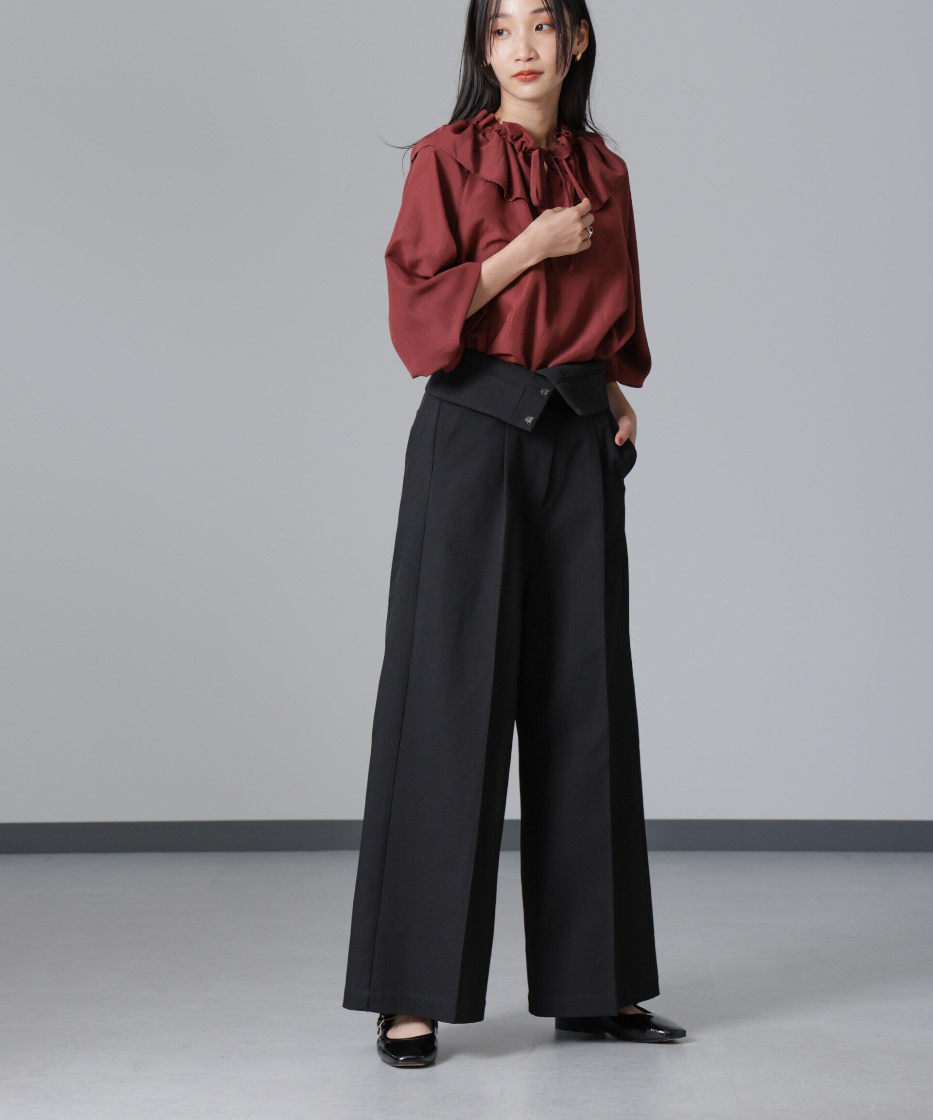 nano･universe「ハイウエストセンタープレスパンツ」|チノ|