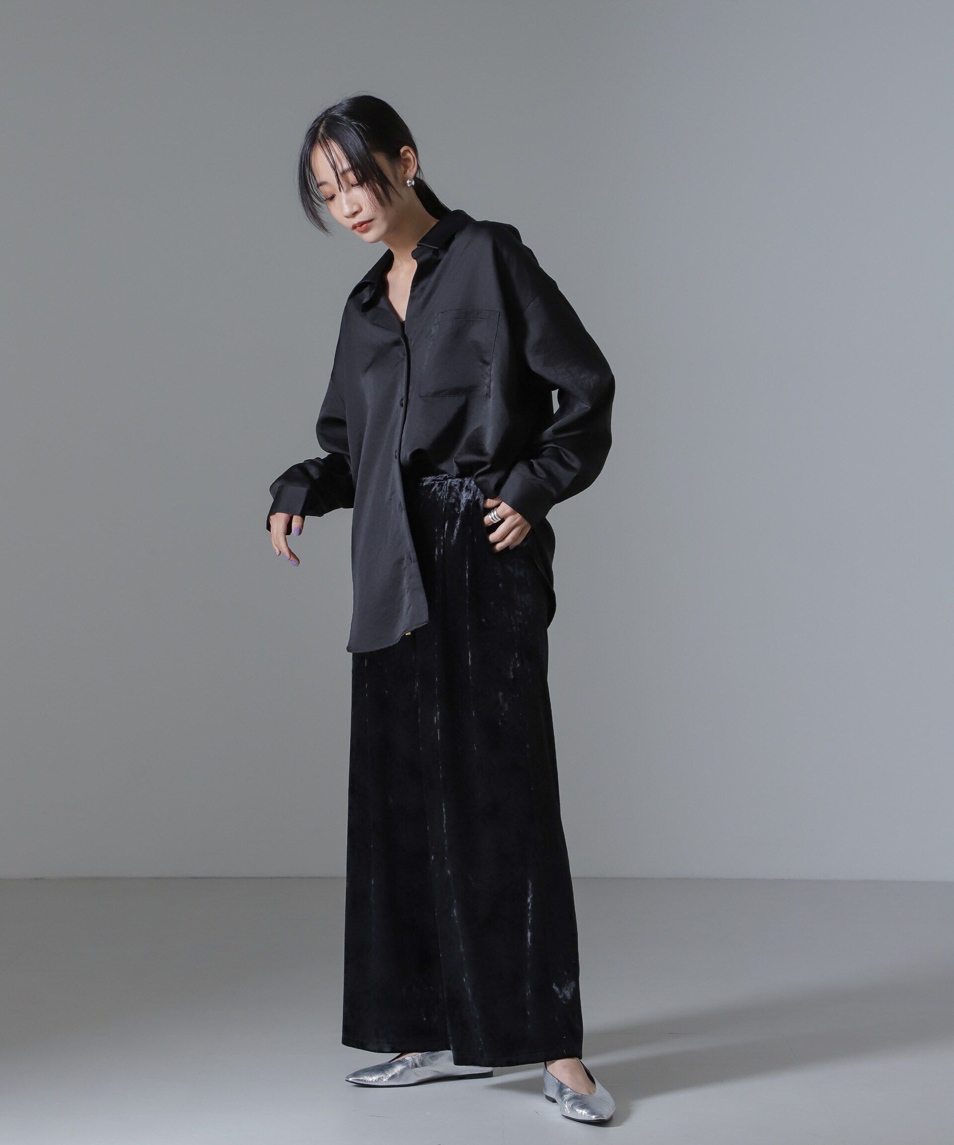 nano･universe「ベロアイージーワイドパンツ（セットアップ可）」|チノ|