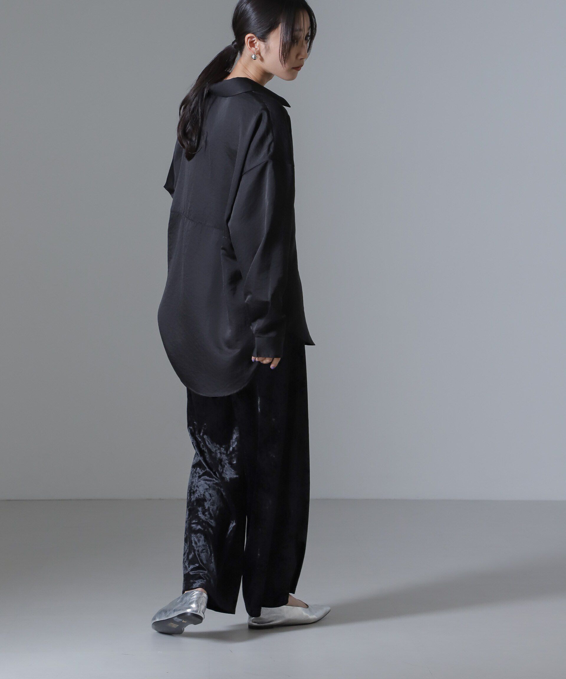 nano･universe「ベロアイージーワイドパンツ（セットアップ可）」|チノ|