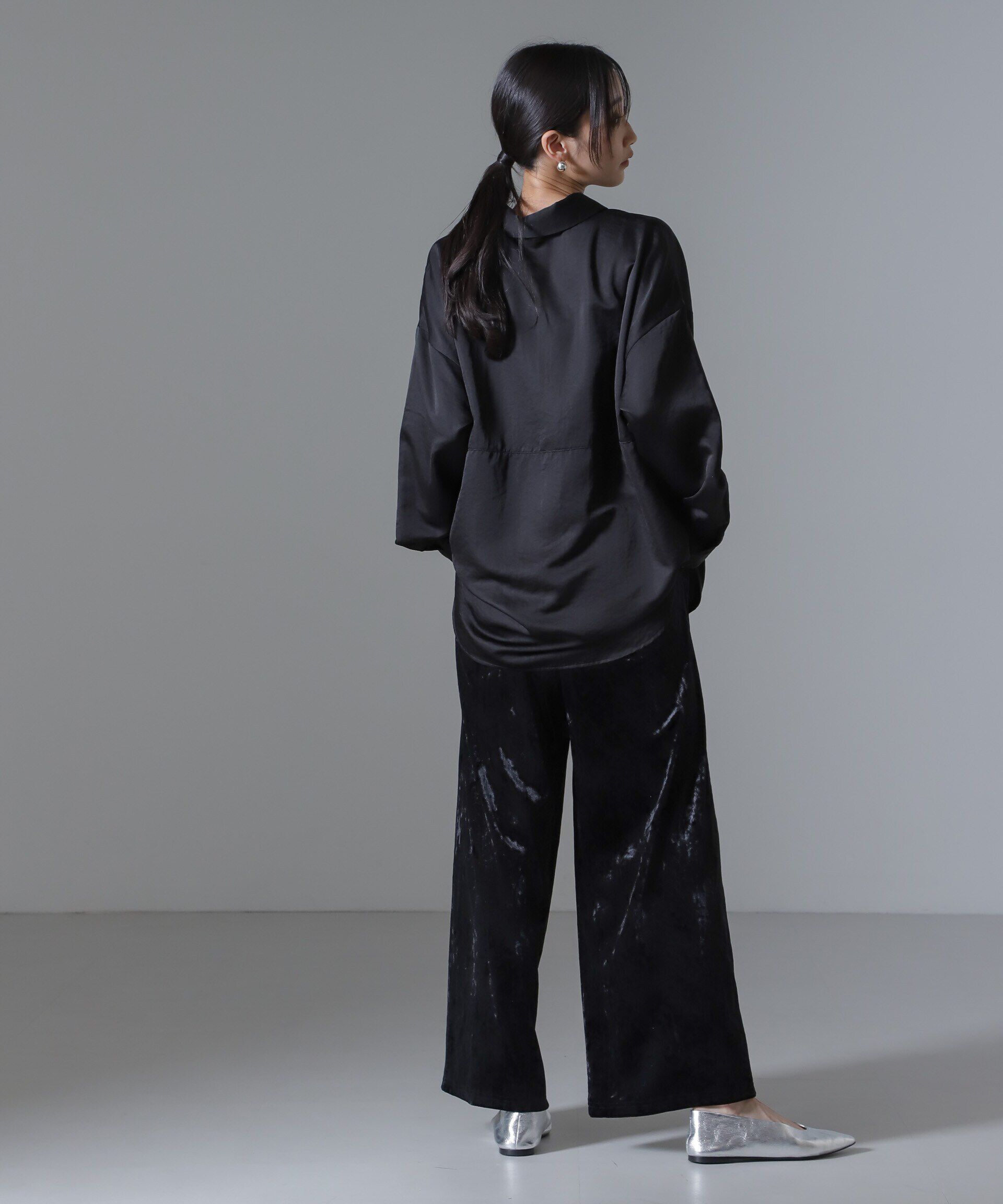 nano･universe「ベロアイージーワイドパンツ（セットアップ可）」|チノ|