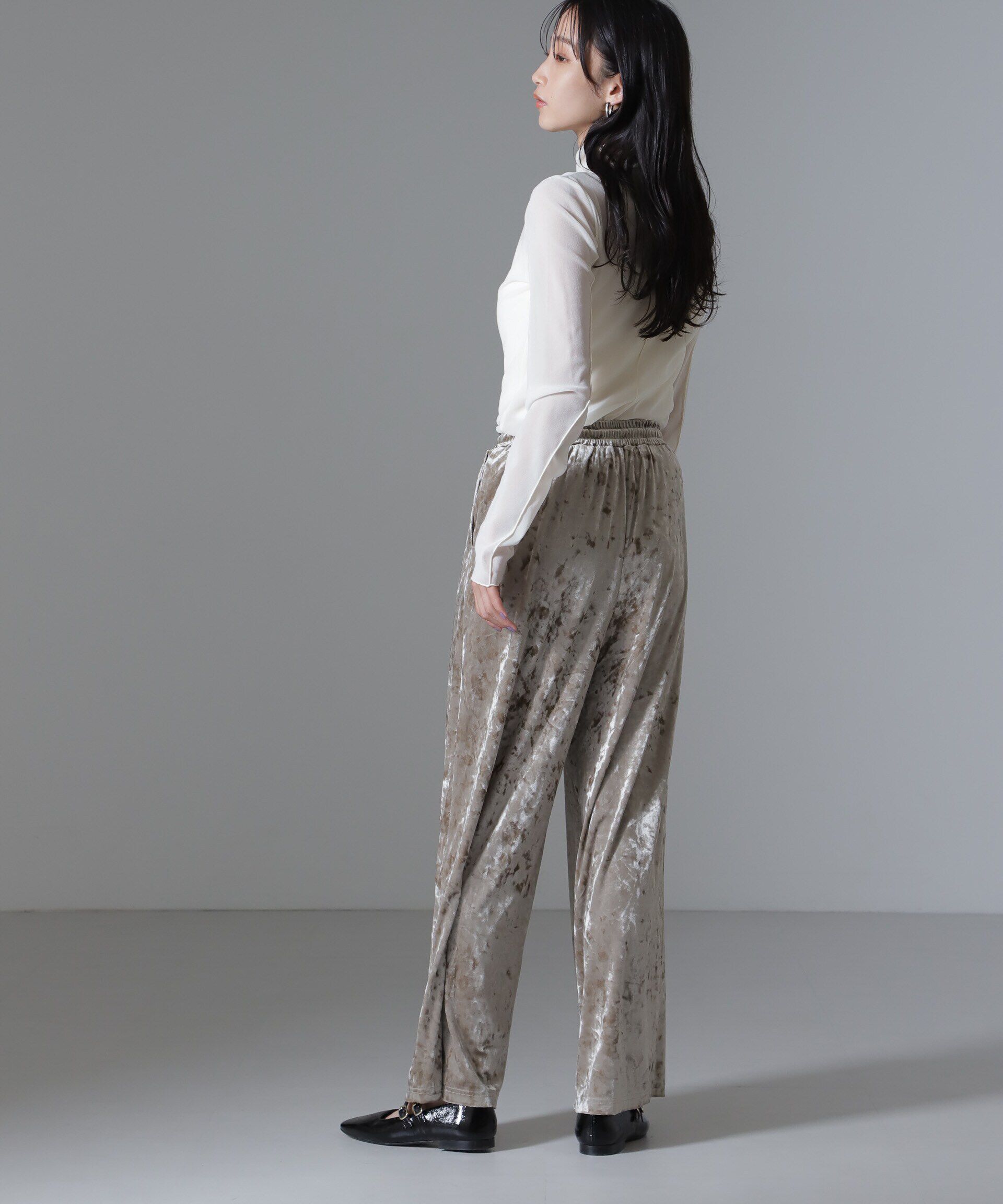 nano･universe「ベロアイージーワイドパンツ（セットアップ可）」|チノ|