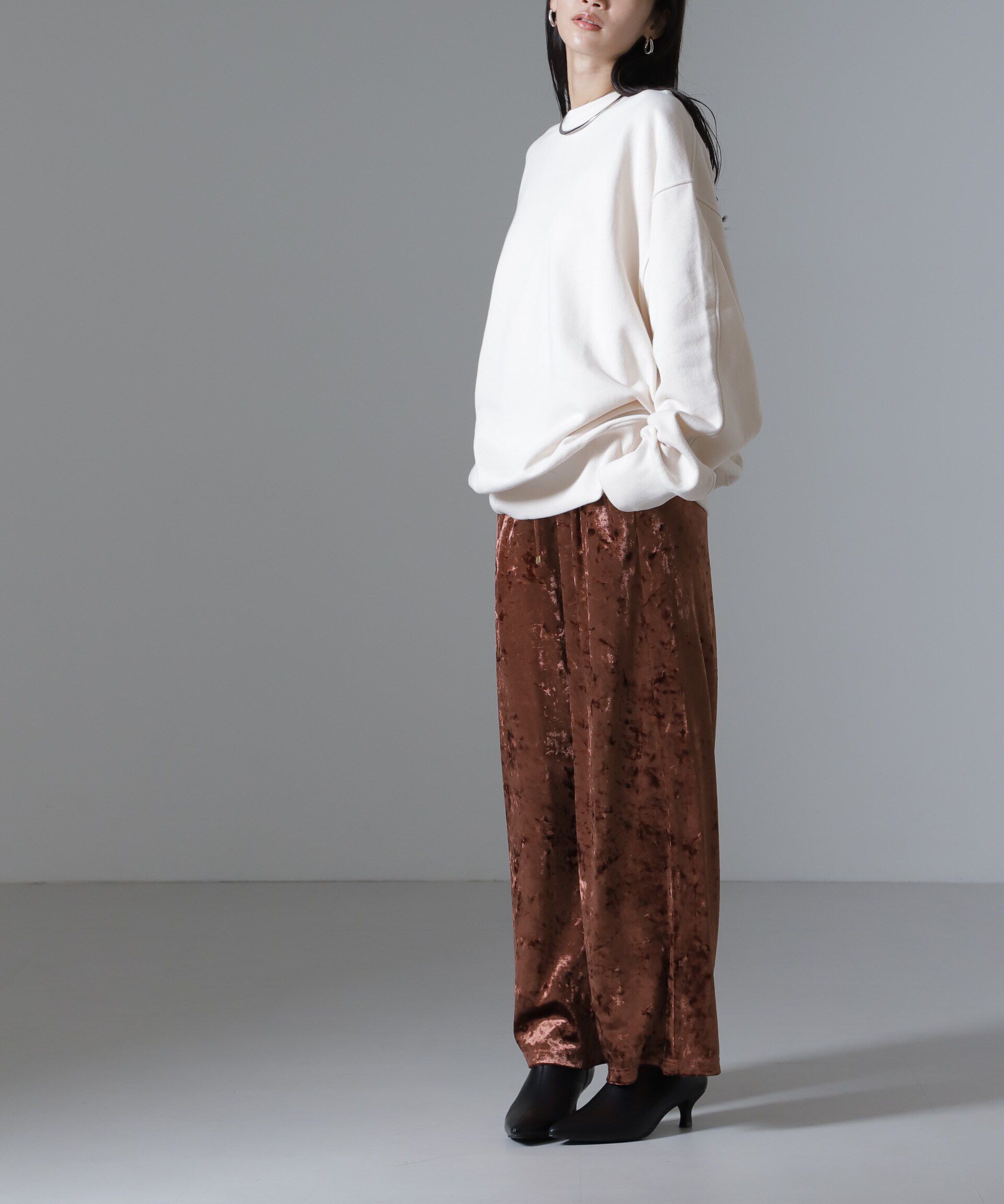 nano･universe「ベロアイージーワイドパンツ（セットアップ可）」|チノ|