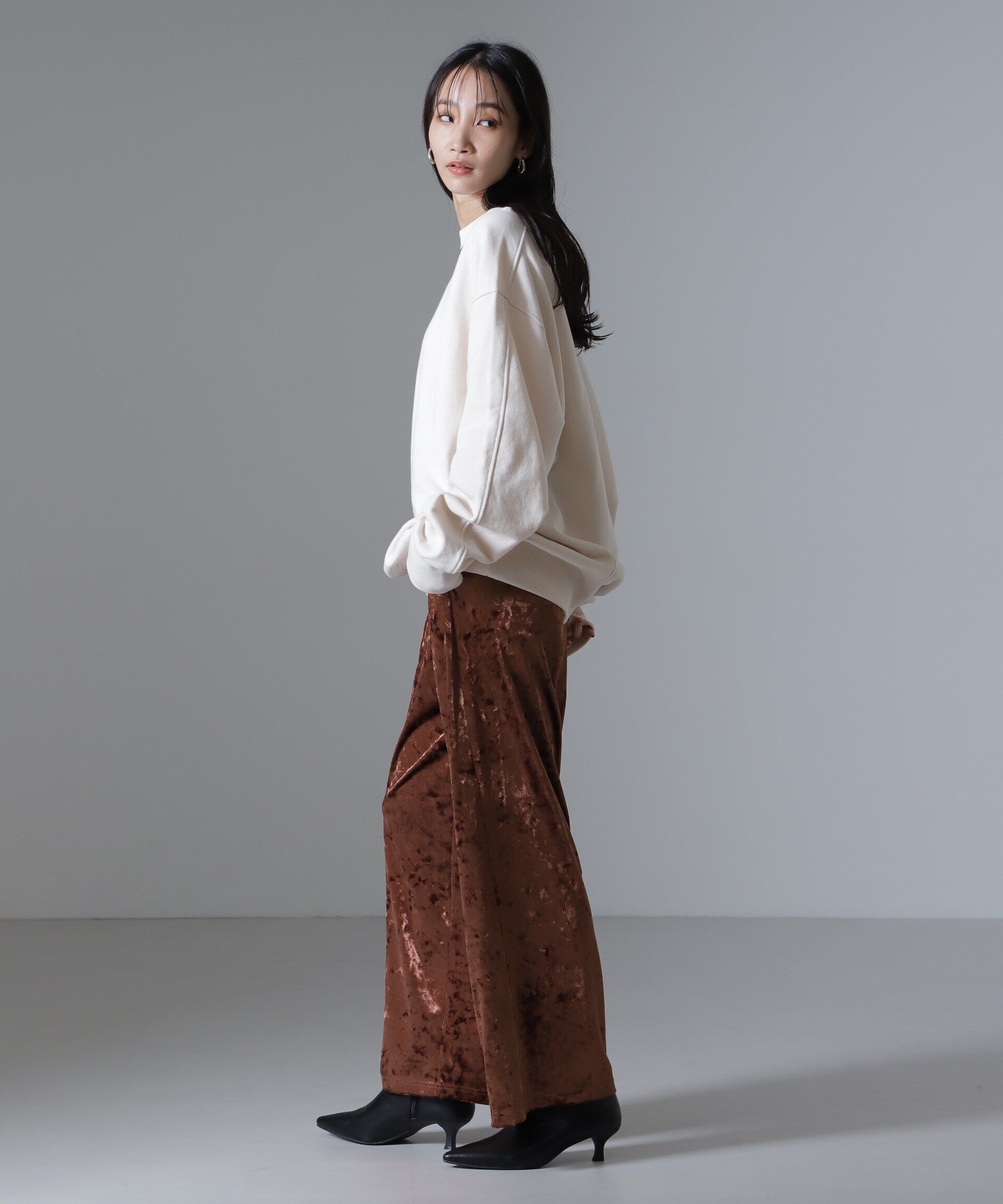 nano･universe「ベロアイージーワイドパンツ（セットアップ可）」|チノ|