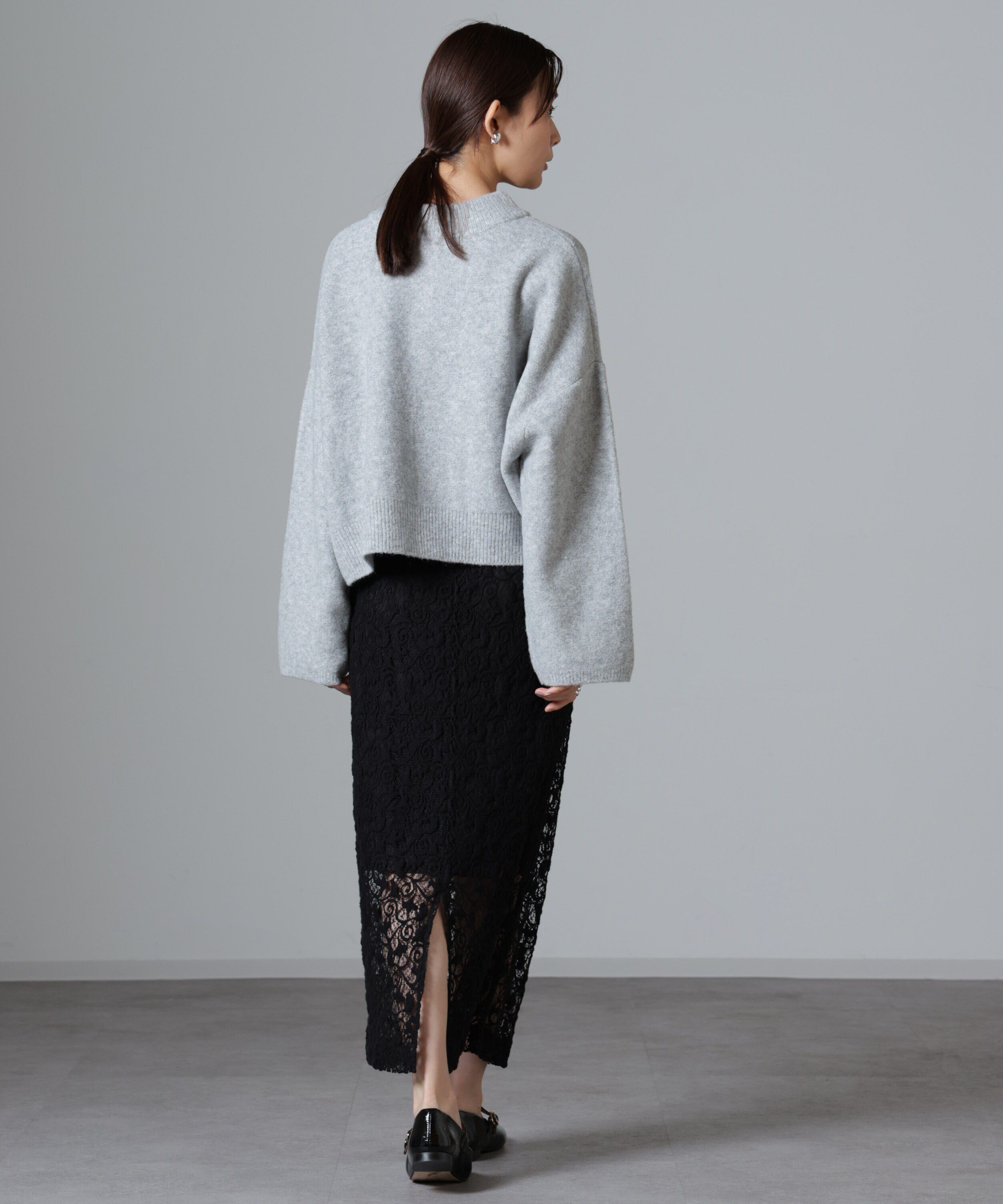 nano･universe「ウール混圧縮ニットワイドVネックプルオーバー」|ニット・セーター|