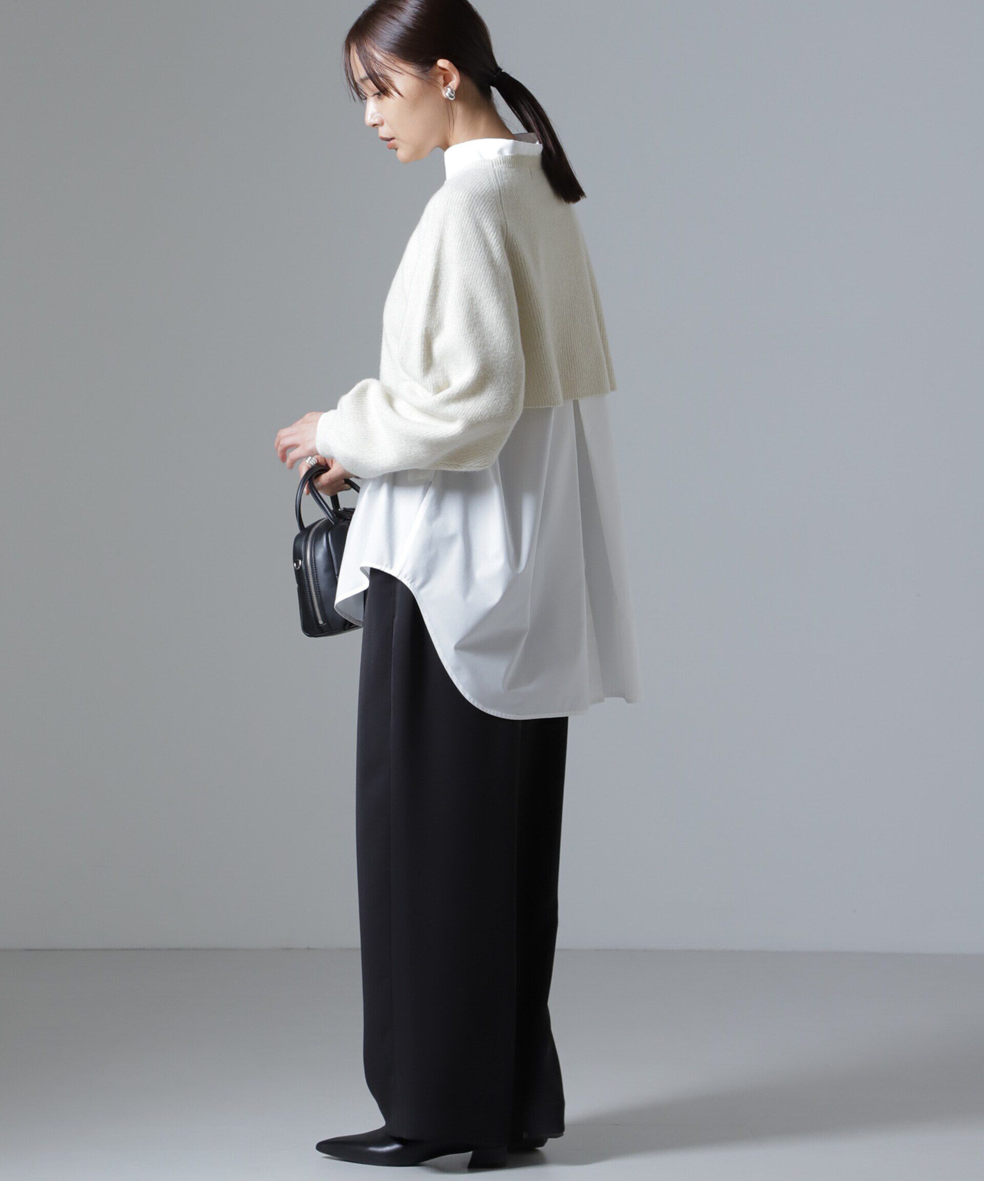 nano･universe「片畔ラメショートニットプルオーバー」|ニット・セーター|