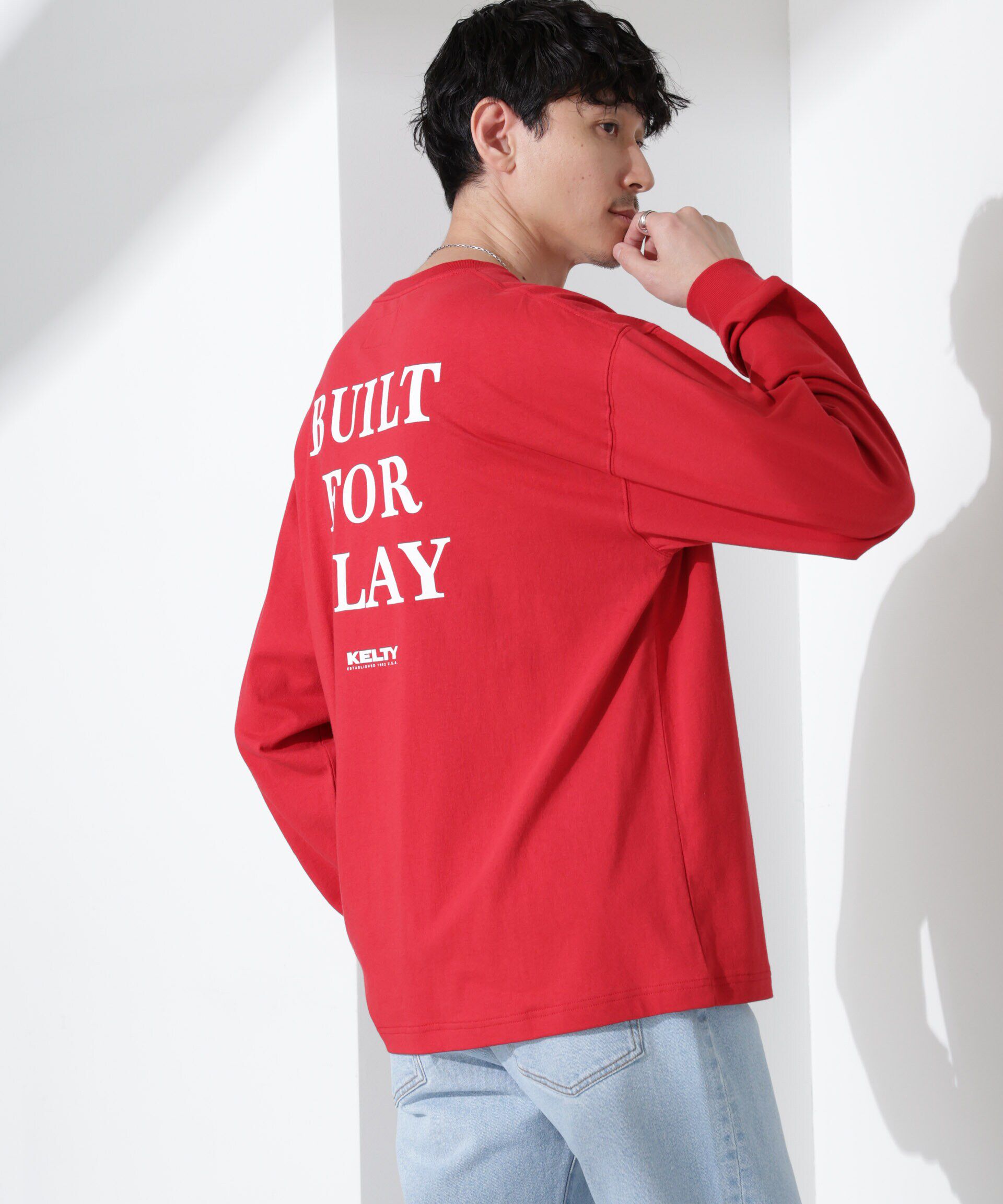 nano･universe「「KELTY&times;NANO universe」USAコットン天竺Tシャツ長袖」|Tシャツ・カットソー|レッド