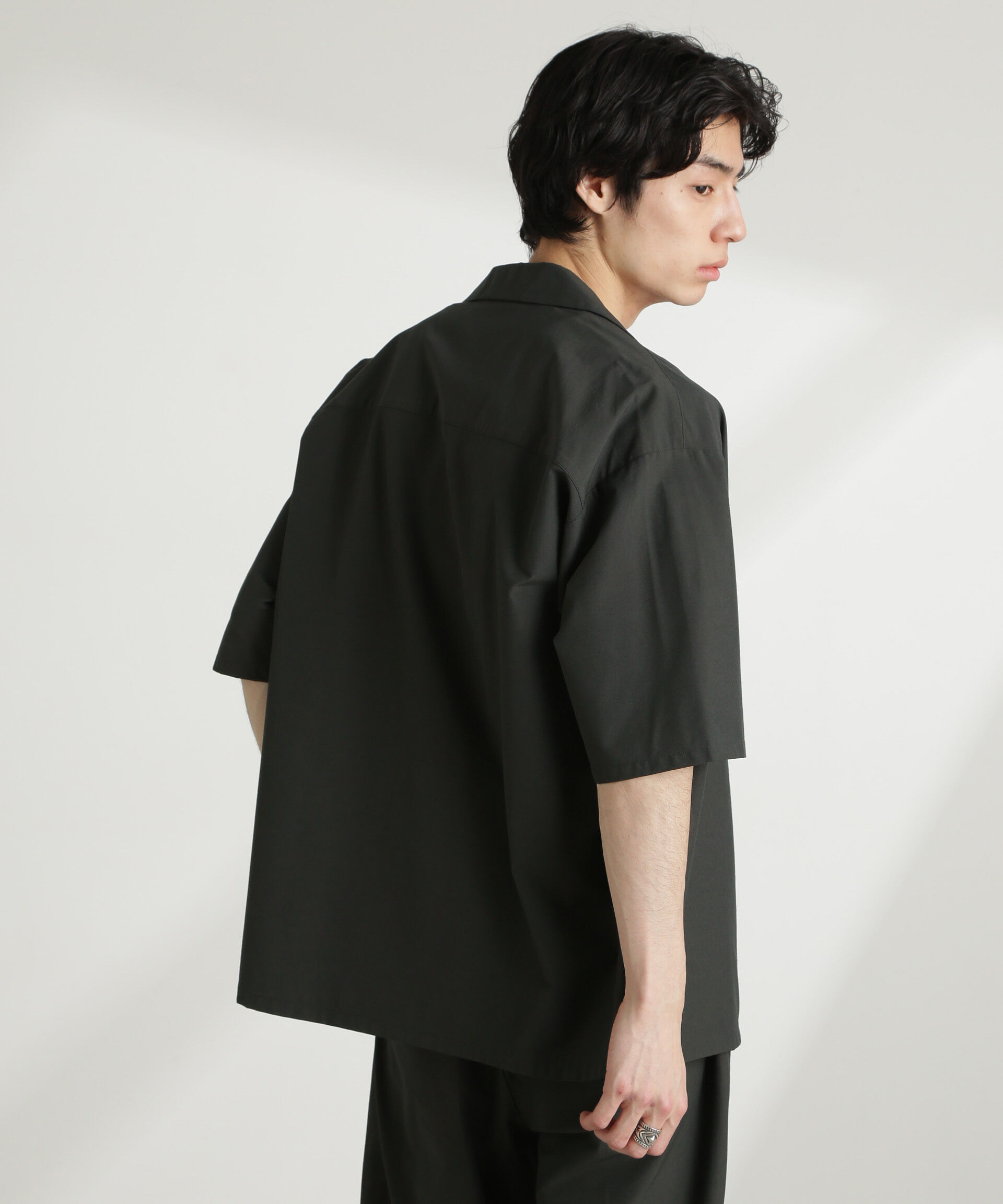 nano･universe「ストレッチワイドオープンカラーシャツ 半袖(セットアップ可)」|シャツ・ブラウス|