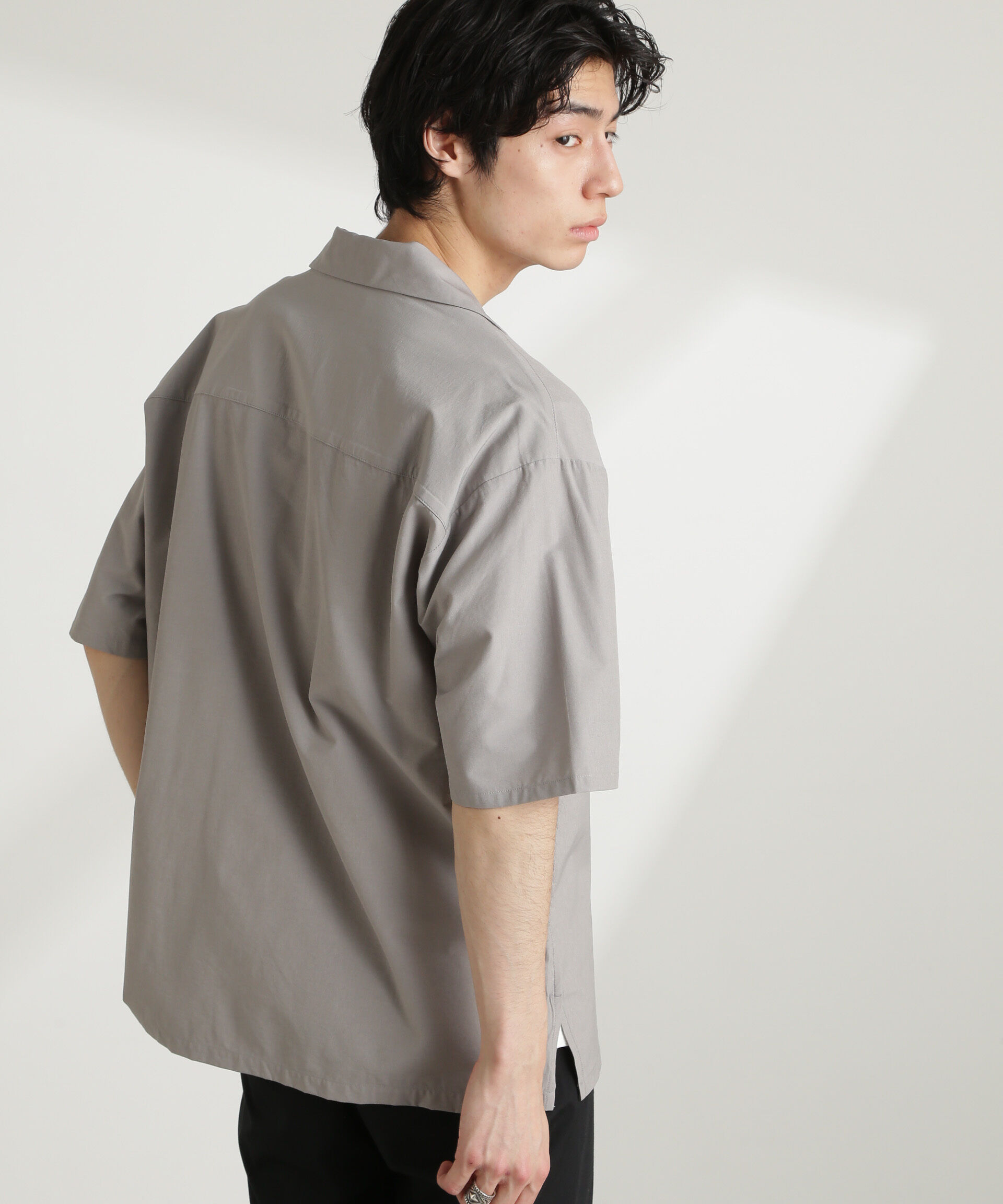 nano･universe「ストレッチワイドオープンカラーシャツ 半袖(セットアップ可)」|シャツ・ブラウス|