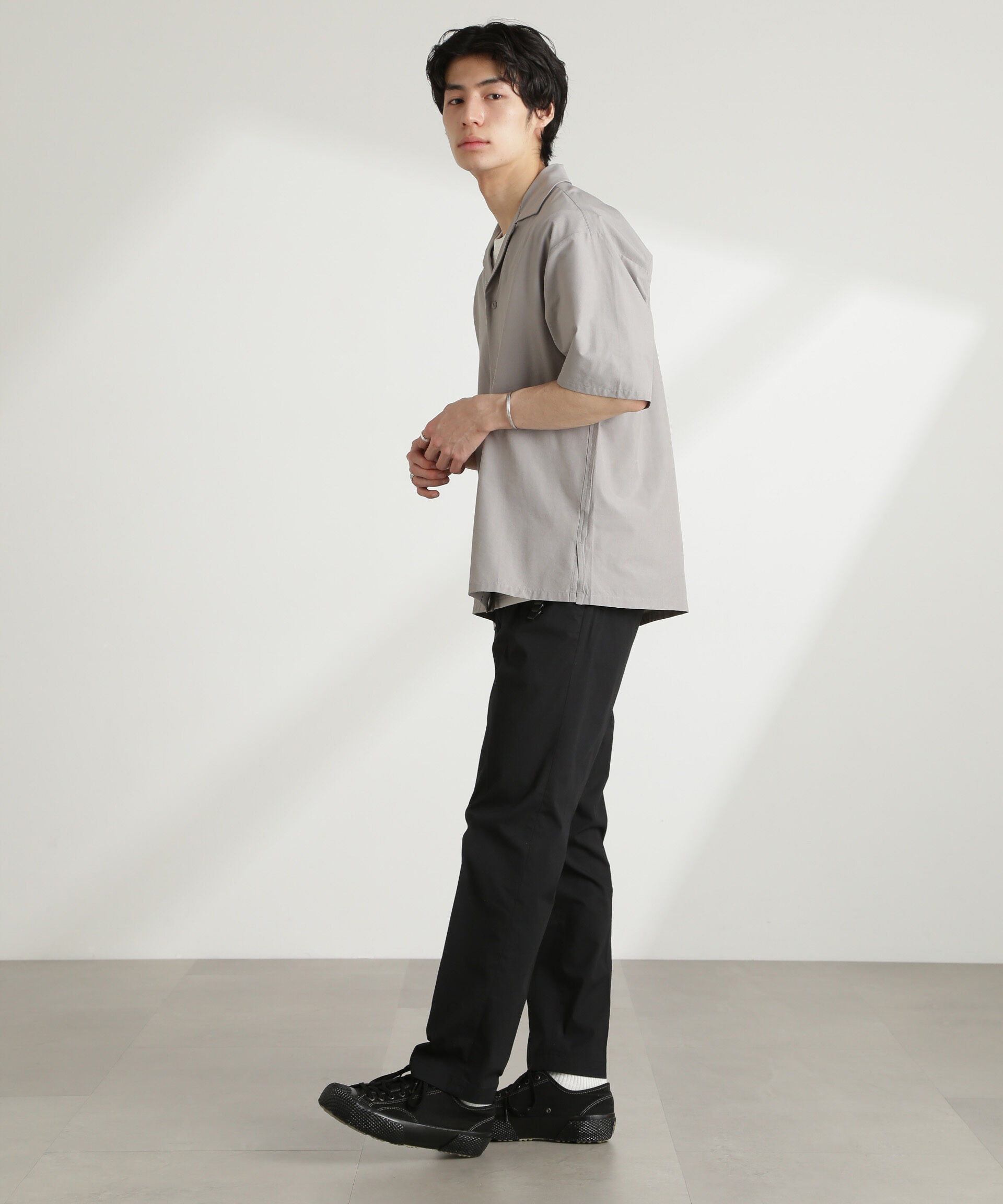 nano･universe「ストレッチワイドオープンカラーシャツ 半袖(セットアップ可)」|シャツ・ブラウス|