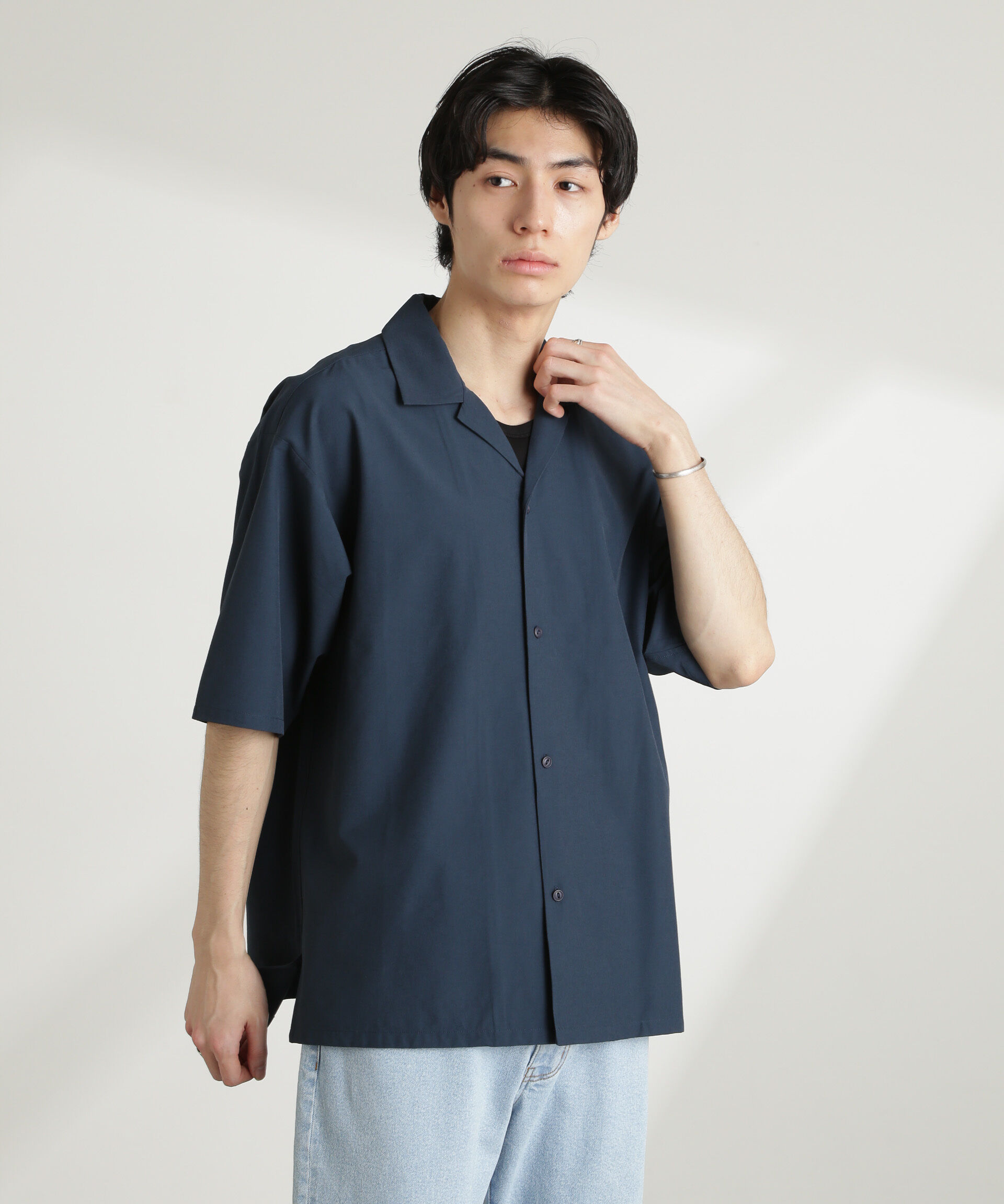 nano･universe「ストレッチワイドオープンカラーシャツ 半袖(セットアップ可)」|シャツ・ブラウス|