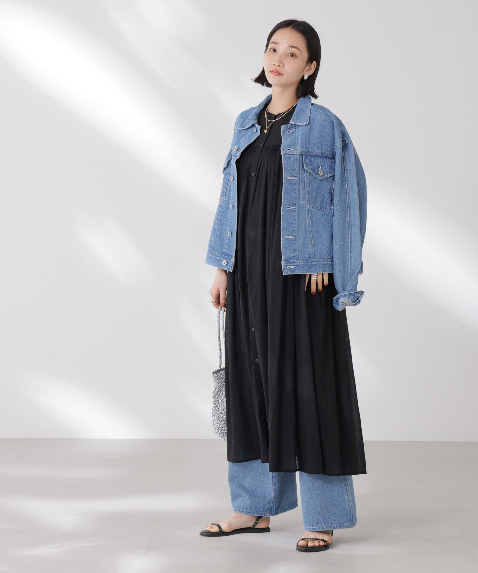 nano･universe「ギャザー切り替えノースリーブシアーワンピース」|ワンピース|