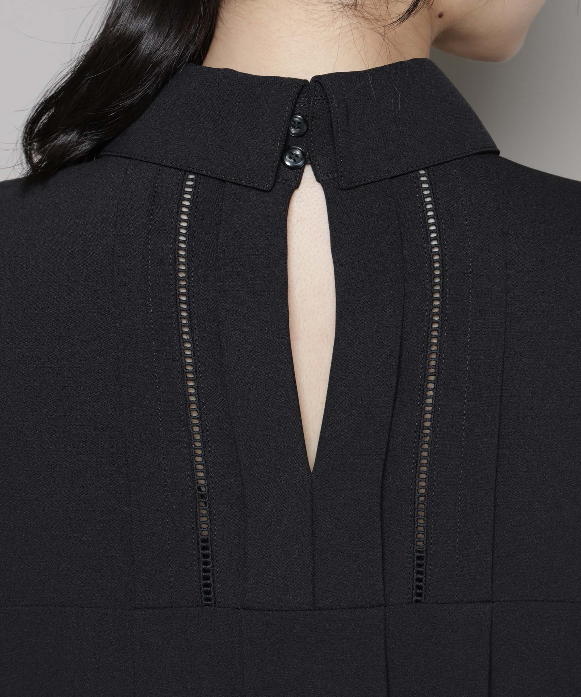 nano･universe「ダブルクロス衿付きハシゴレースブラウス」|シャツ・ブラウス|