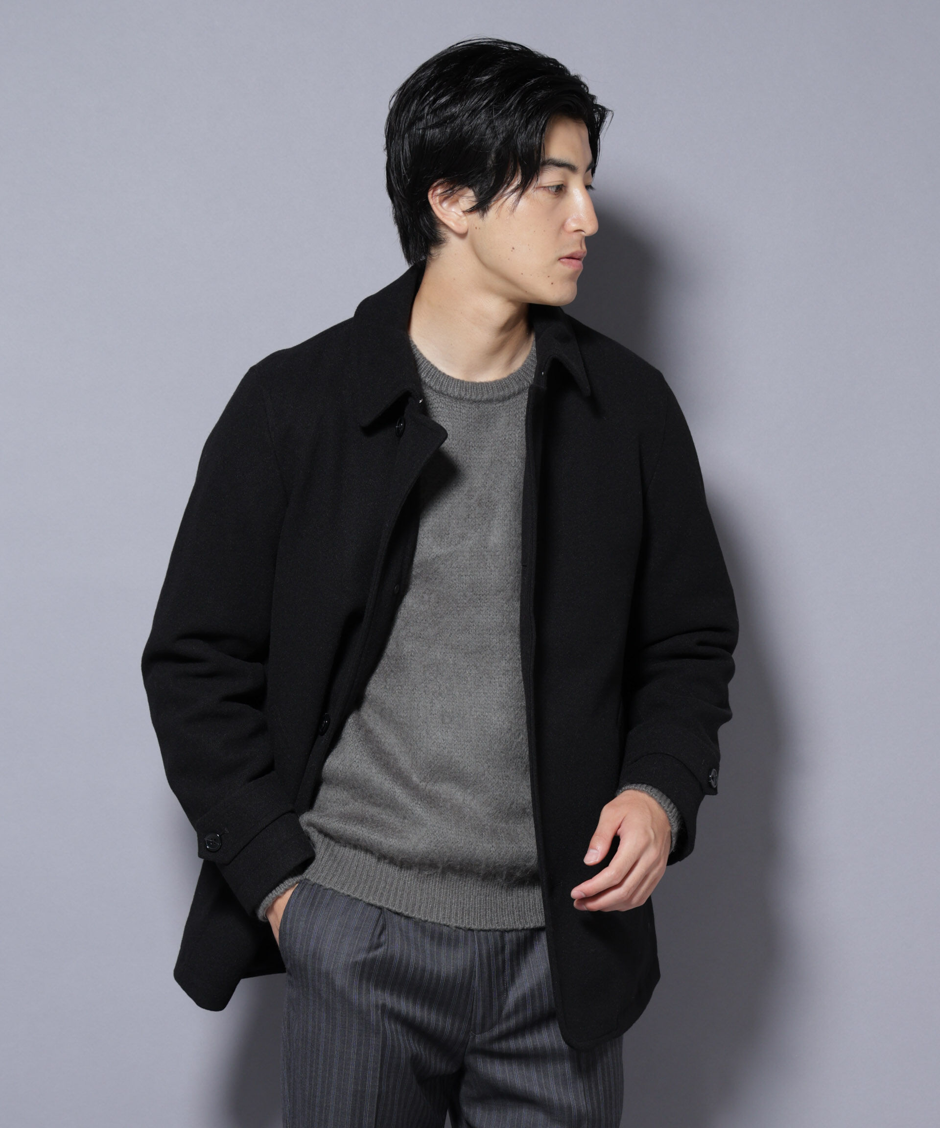 nano･universe「テックメルトンシングルコート」|その他|ブラック