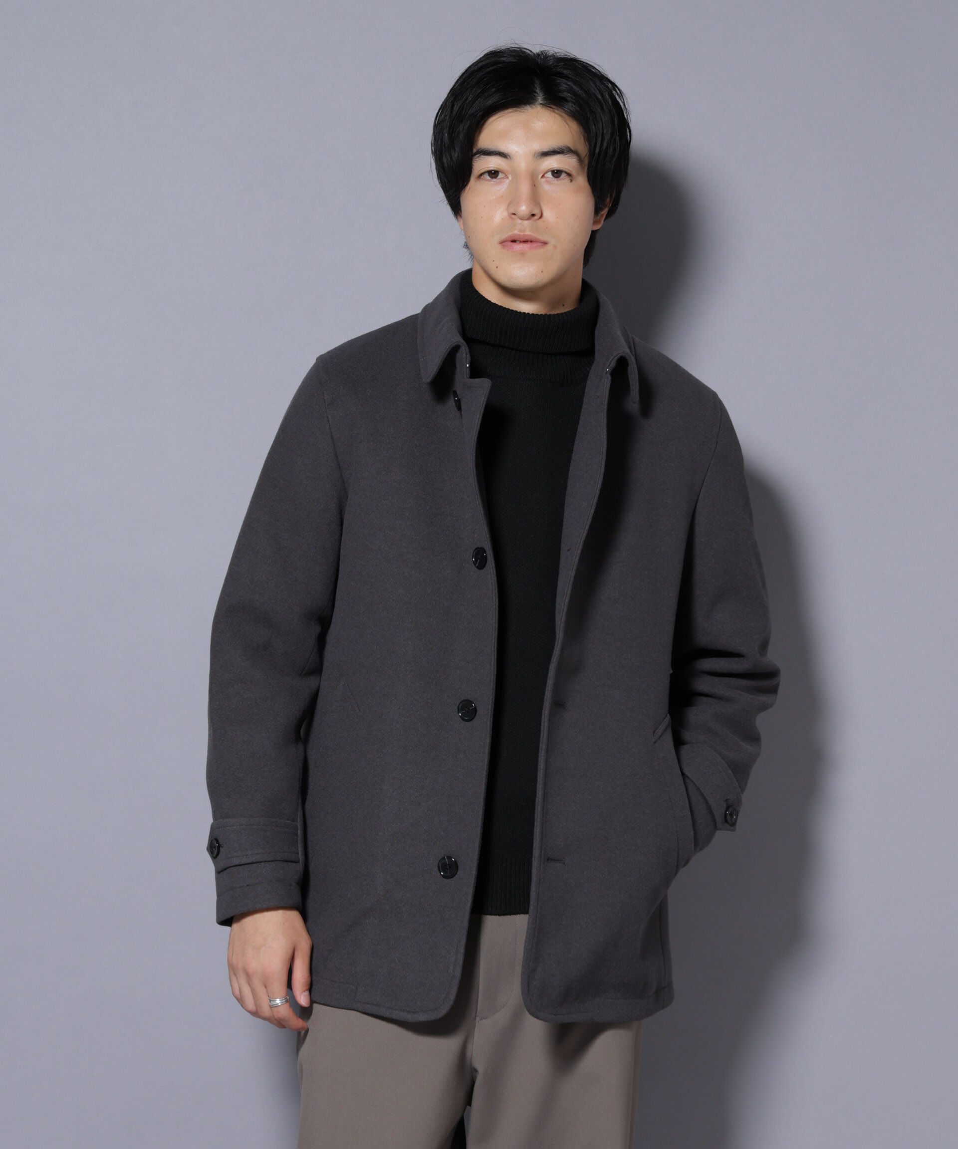 nano･universe「テックメルトンシングルコート」|その他|チャコール3