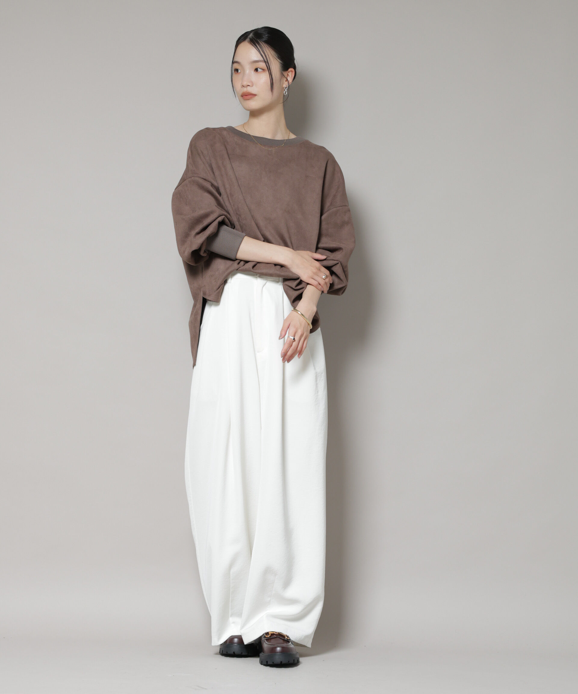 nano･universe「カットスエードサイドスリットワイドプルオーバー(セットアップ可)」|Tシャツ・カットソー|