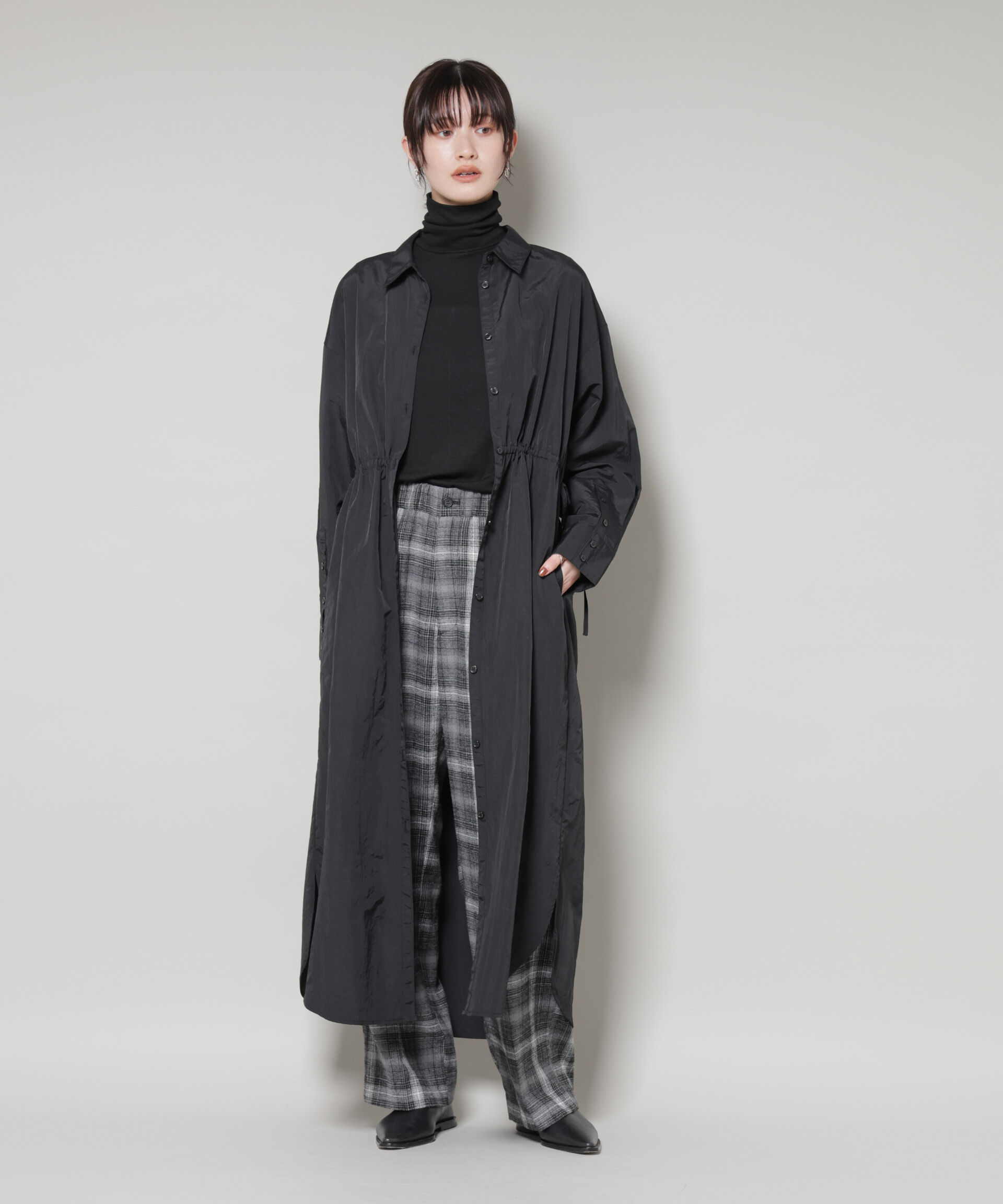 nano･universe「オンブレーチェックタックパンツ(セットアップ可)」|チノ|