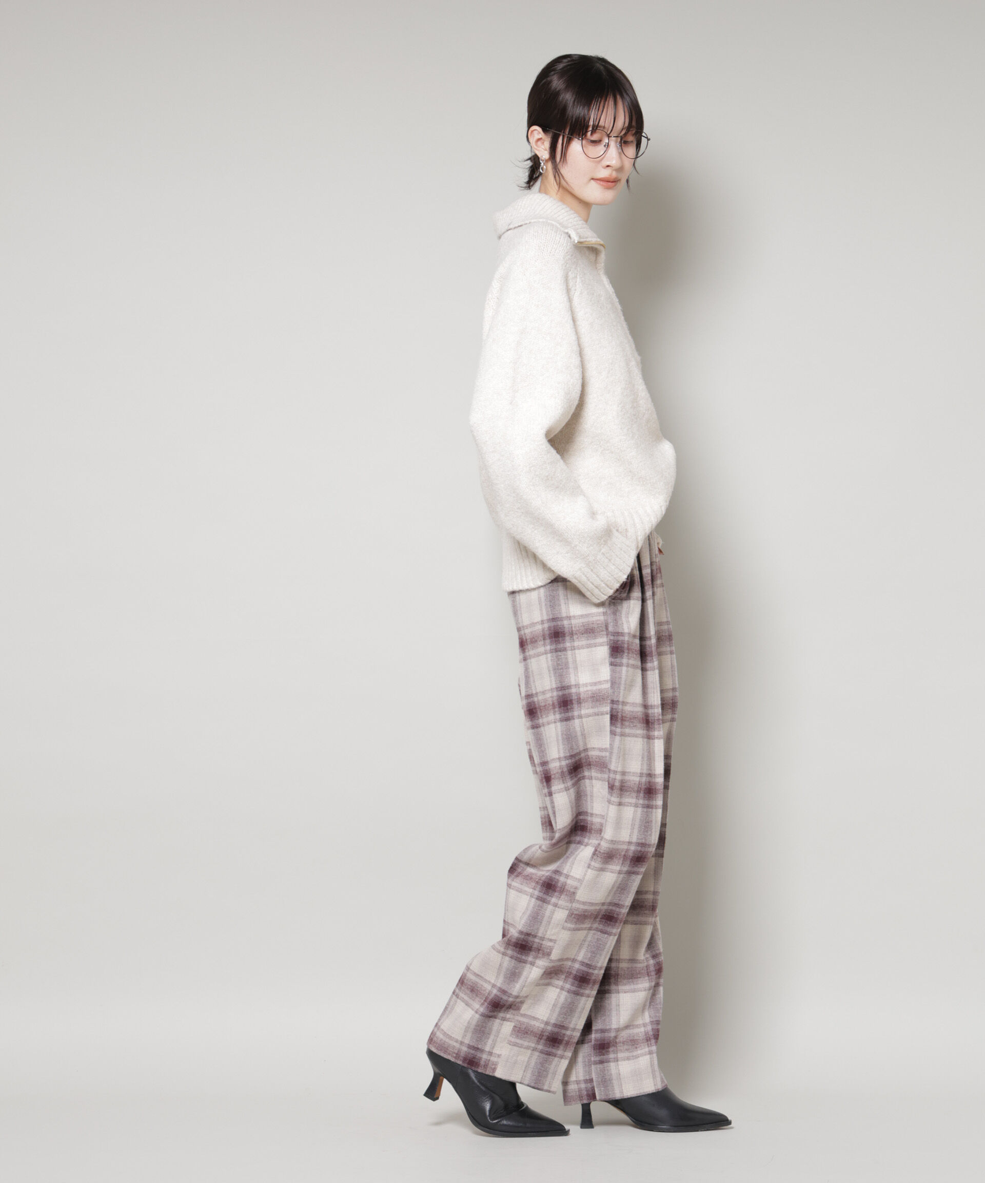 nano･universe「オンブレーチェックタックパンツ(セットアップ可)」|チノ|