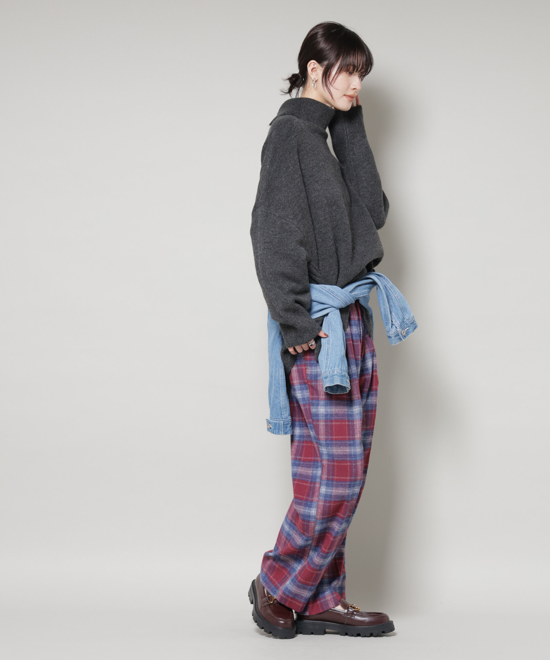 nano･universe「オンブレーチェックタックパンツ(セットアップ可)」|チノ|