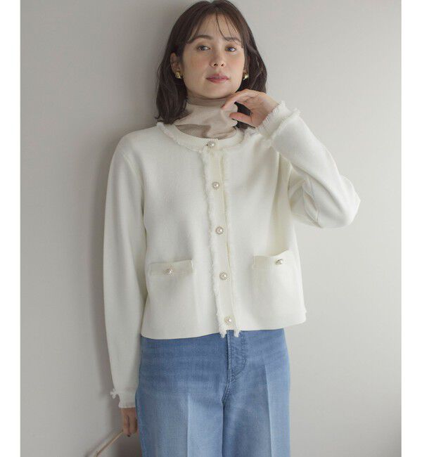 組曲「ビジューボタンニットジャケット」|ニット・セーター|アイボリー系