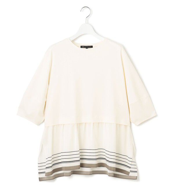 23区「【汗じみ防止加工】スカーフプリントコンビ ヘムデザイン チュニック」|Tシャツ・カットソー|