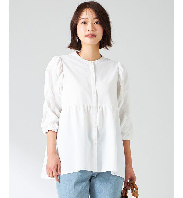ANY SIS「【洗える】ギャザースリーブ ブラウス」|シャツ・ブラウス|オフホワイト