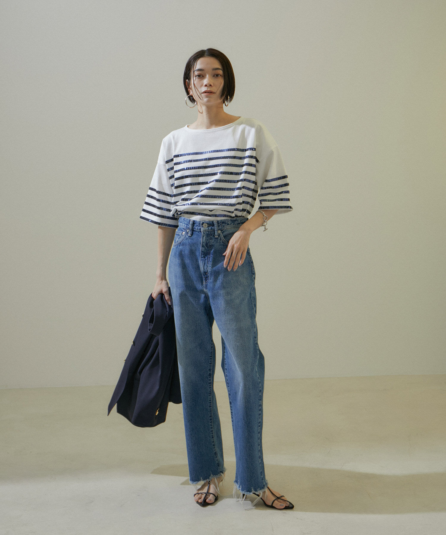 SALON adam et rope'「[ご好評につき追加決定！]【BRENTA】アンクルゴムストラップヒールサンダル」|サンダル|