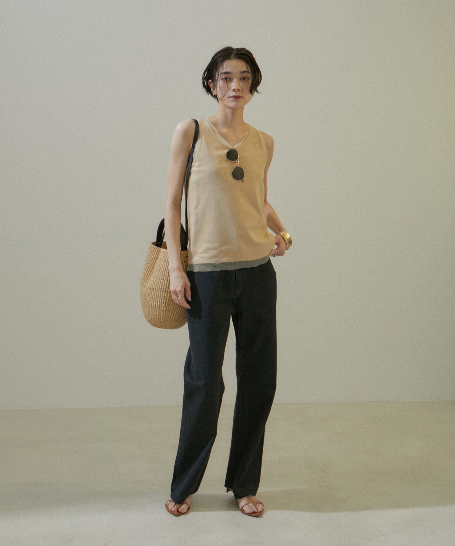 SALON adam et rope'「[ご好評につき追加決定！]【BRENTA】アンクルゴムストラップヒールサンダル」|サンダル|