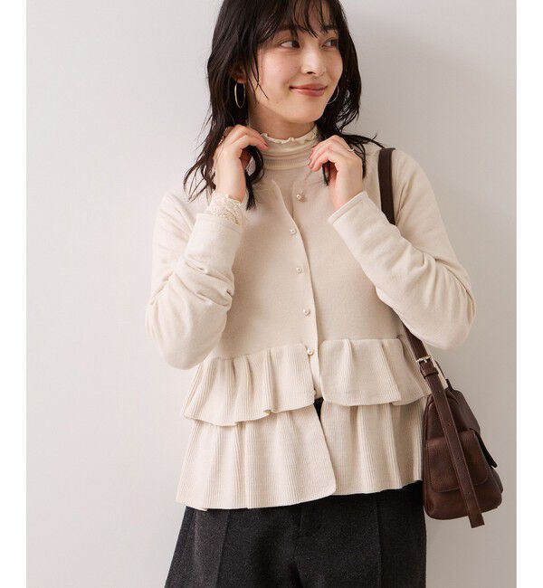 VIS「ティアードペプラムニットカーディガン」|カーディガン|