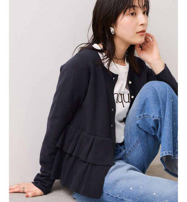 VIS「ティアードペプラムニットカーディガン」|カーディガン|ネイビー(40)