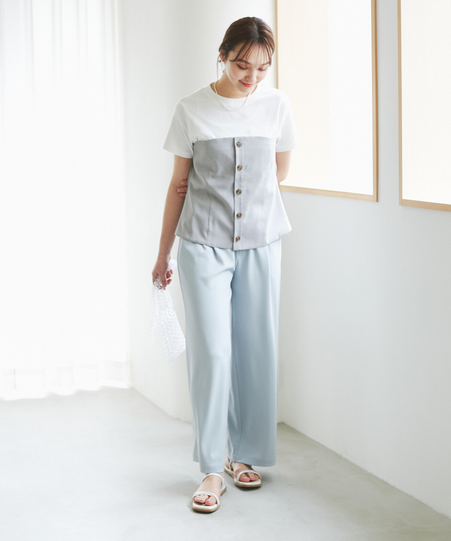 Rope&rsquo;Picnic「異素材ドッキングレイヤードトップス」|Tシャツ・カットソー|