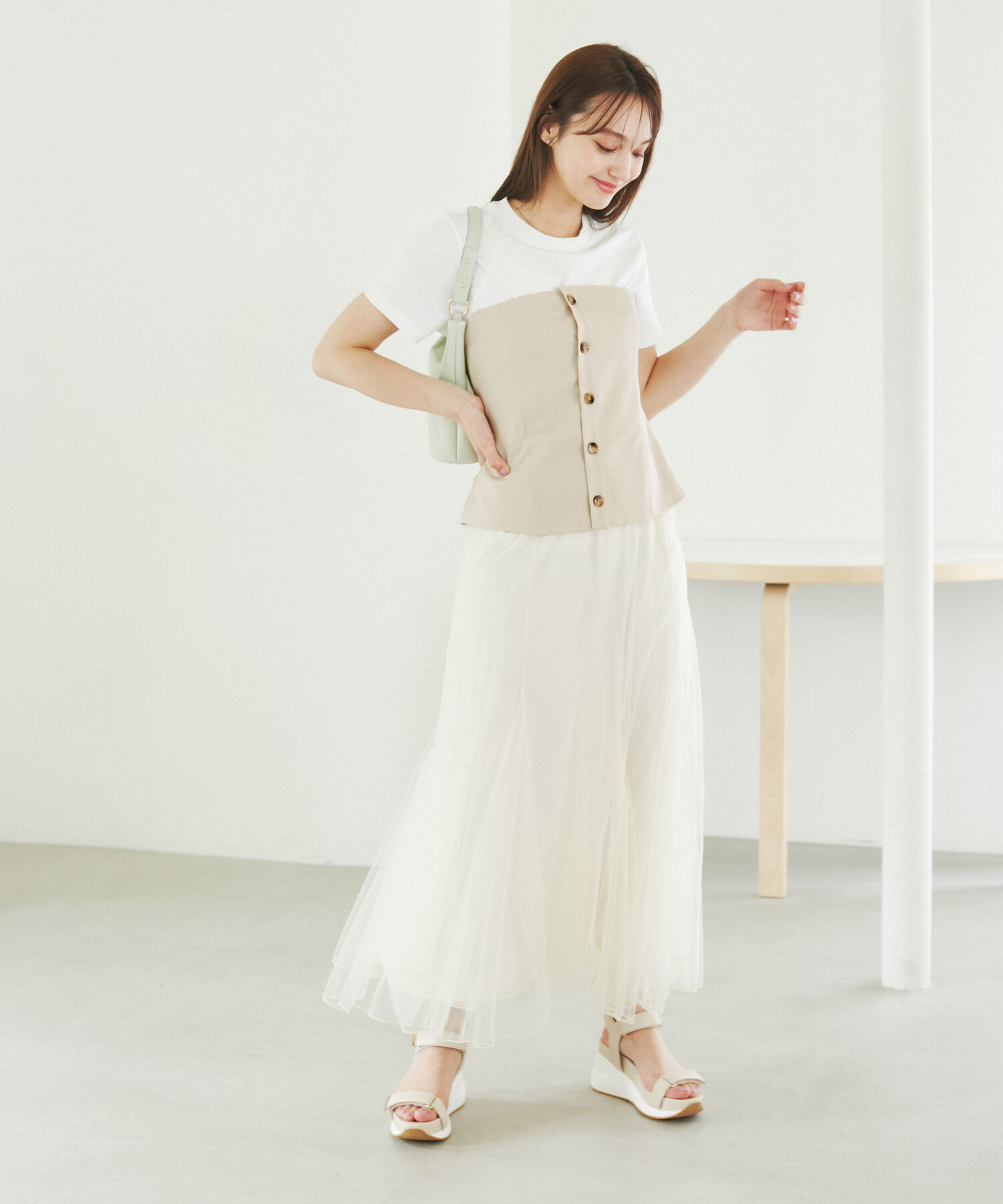 Rope&rsquo;Picnic「異素材ドッキングレイヤードトップス」|Tシャツ・カットソー|