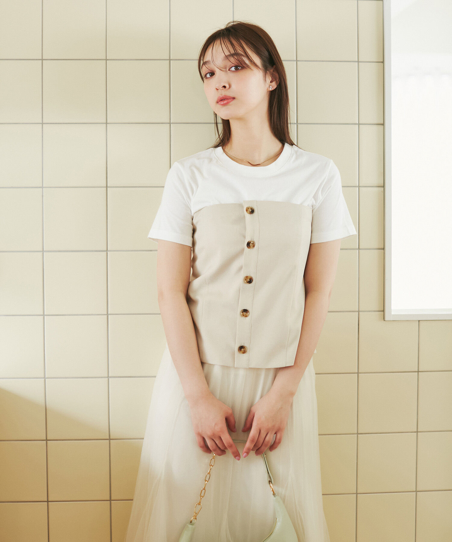 Rope&rsquo;Picnic「異素材ドッキングレイヤードトップス」|Tシャツ・カットソー|