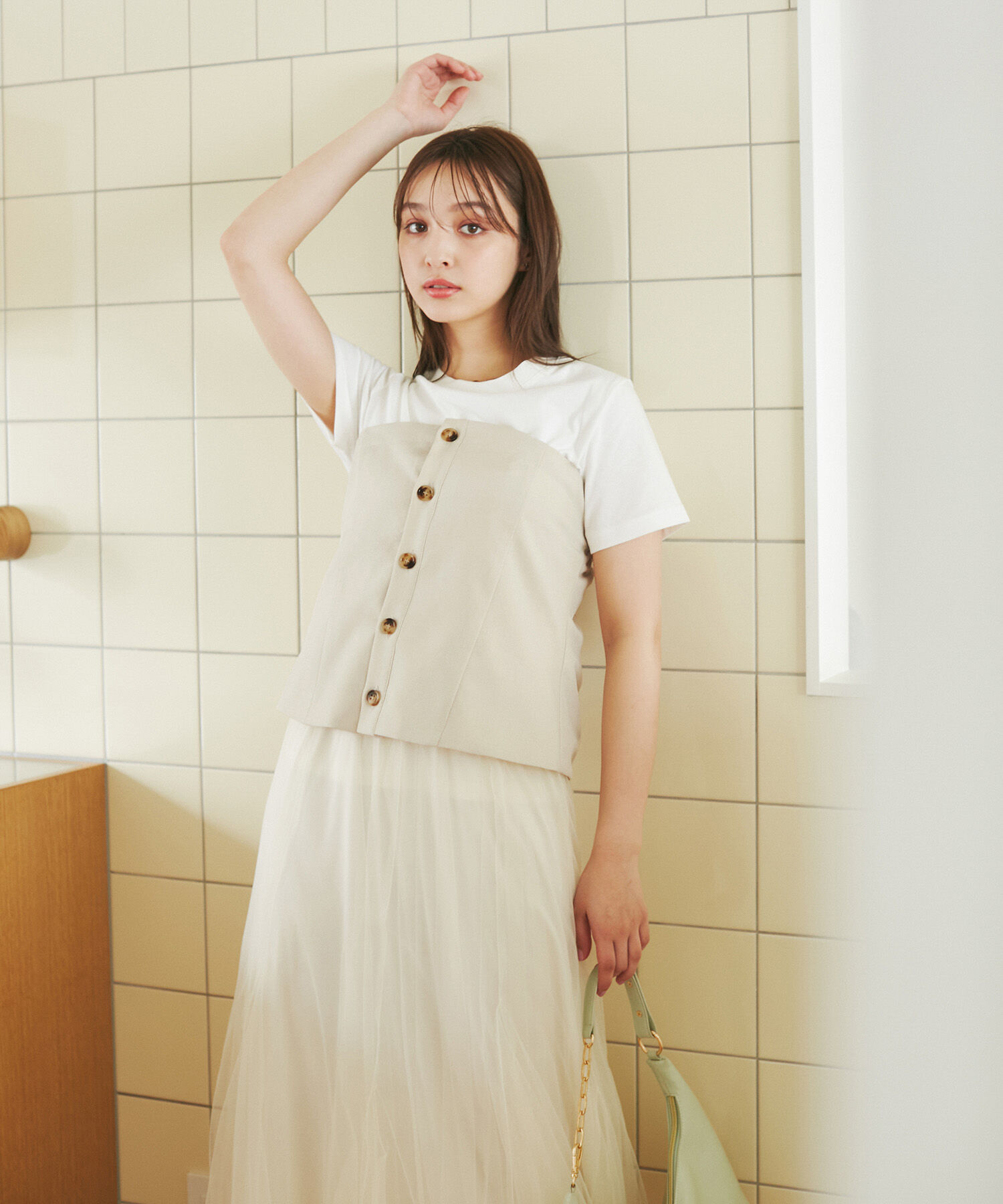 Rope&rsquo;Picnic「異素材ドッキングレイヤードトップス」|Tシャツ・カットソー|