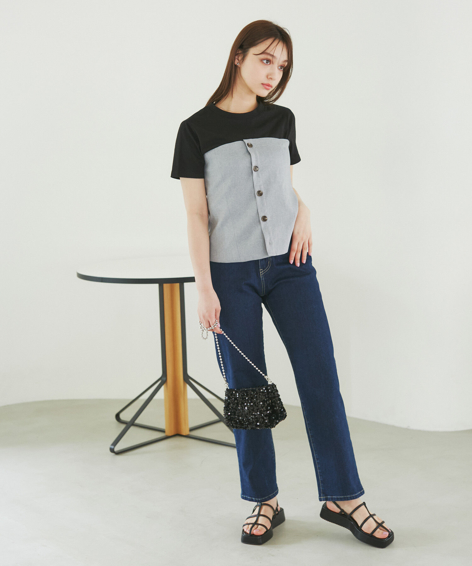 Rope&rsquo;Picnic「異素材ドッキングレイヤードトップス」|Tシャツ・カットソー|