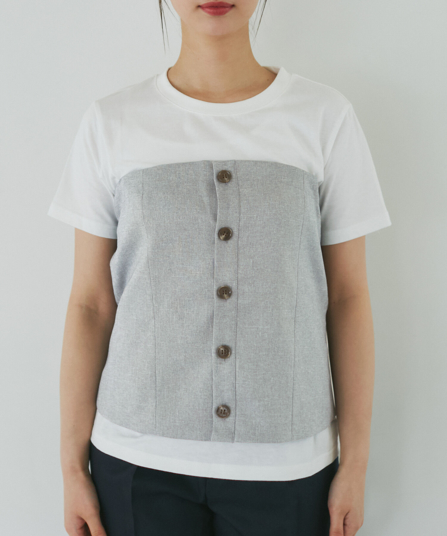 Rope&rsquo;Picnic「異素材ドッキングレイヤードトップス」|Tシャツ・カットソー|