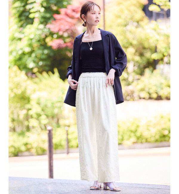 Rope&rsquo;Picnic「3D刺繍レースワイドパンツ/リンクコーデ」|チノ|