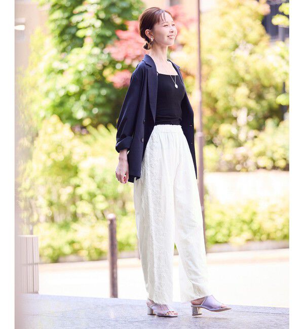 Rope&rsquo;Picnic「3D刺繍レースワイドパンツ/リンクコーデ」|チノ|