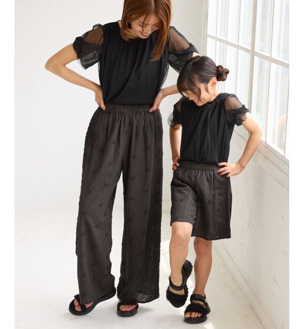 Rope&rsquo;Picnic「3D刺繍レースワイドパンツ/リンクコーデ」|チノ|