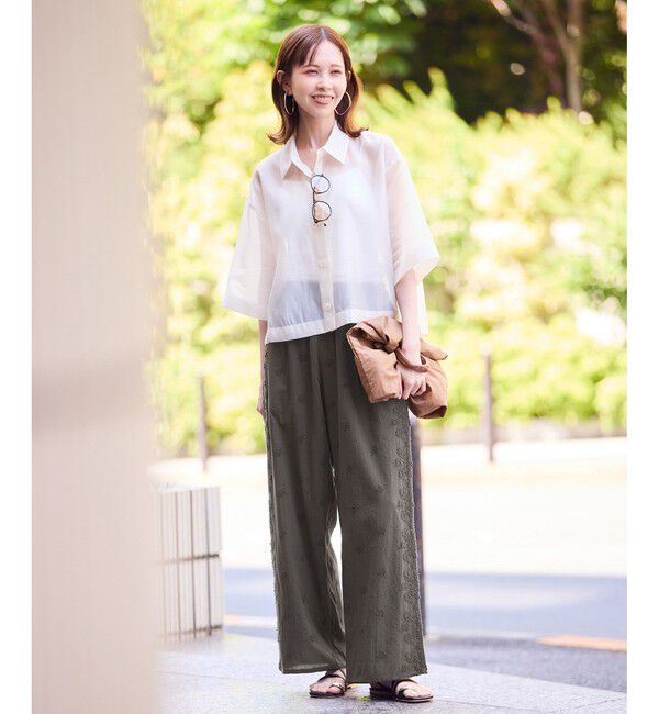 Rope&rsquo;Picnic「3D刺繍レースワイドパンツ/リンクコーデ」|チノ|