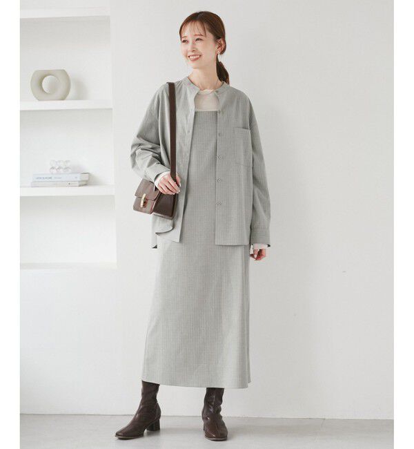 Rope&rsquo;Picnic「バンドカラーラウンドヘムストライプシャツ/セットアップ対応」|シャツ・ブラウス|