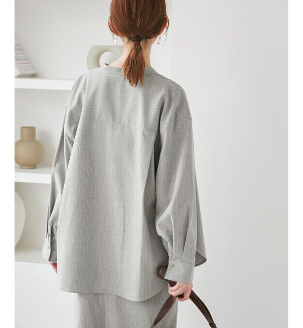 Rope&rsquo;Picnic「バンドカラーラウンドヘムストライプシャツ/セットアップ対応」|シャツ・ブラウス|