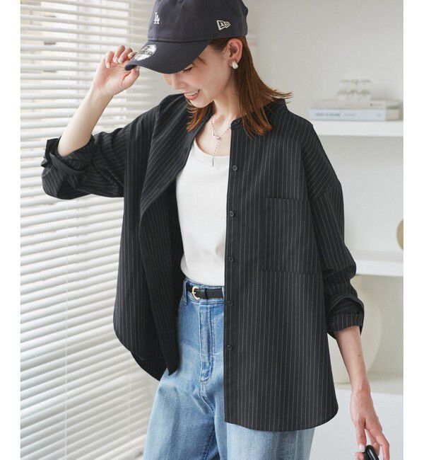 Rope&rsquo;Picnic「バンドカラーラウンドヘムストライプシャツ/セットアップ対応」|シャツ・ブラウス|