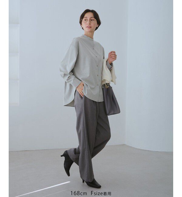 Rope&rsquo;Picnic「バンドカラーラウンドヘムストライプシャツ/セットアップ対応」|シャツ・ブラウス|