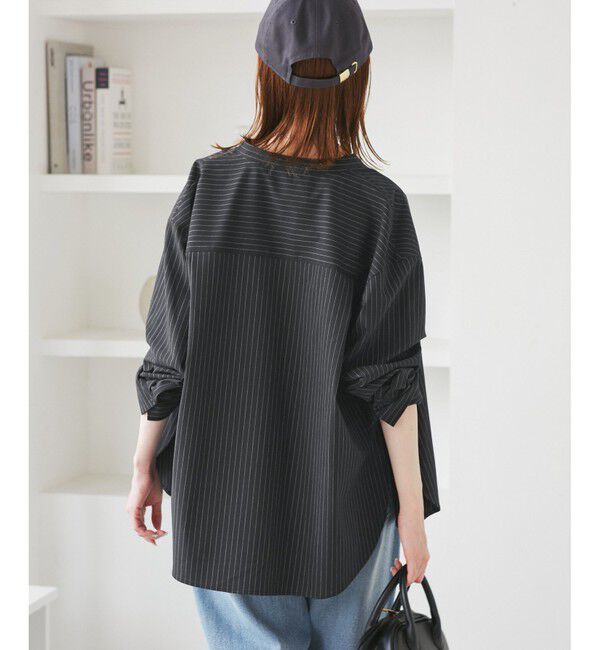 Rope&rsquo;Picnic「バンドカラーラウンドヘムストライプシャツ/セットアップ対応」|シャツ・ブラウス|