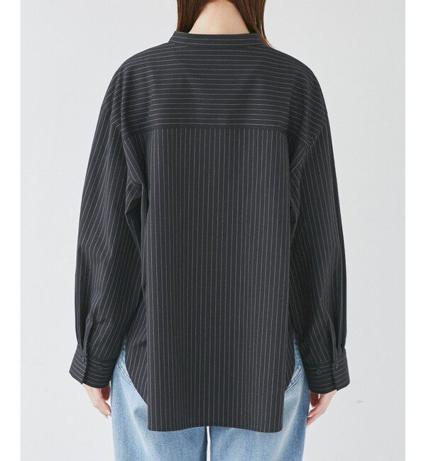 Rope&rsquo;Picnic「バンドカラーラウンドヘムストライプシャツ/セットアップ対応」|シャツ・ブラウス|