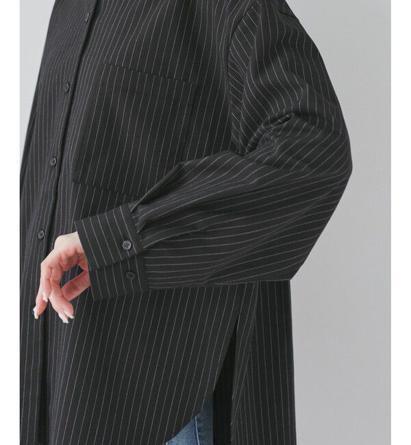 Rope&rsquo;Picnic「バンドカラーラウンドヘムストライプシャツ/セットアップ対応」|シャツ・ブラウス|