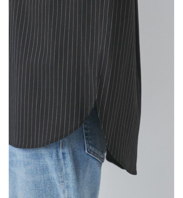 Rope&rsquo;Picnic「バンドカラーラウンドヘムストライプシャツ/セットアップ対応」|シャツ・ブラウス|