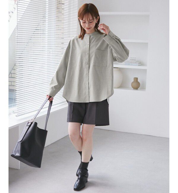 Rope&rsquo;Picnic「バンドカラーラウンドヘムストライプシャツ/セットアップ対応」|シャツ・ブラウス|