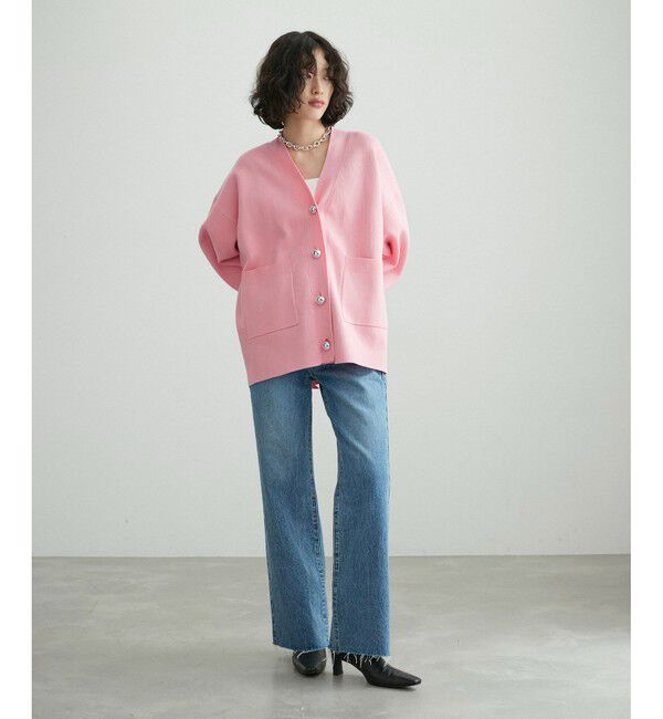 ADAM ET ROPE'「【サステナブル】ロゴボタンミドルカーディガン」|カーディガン|